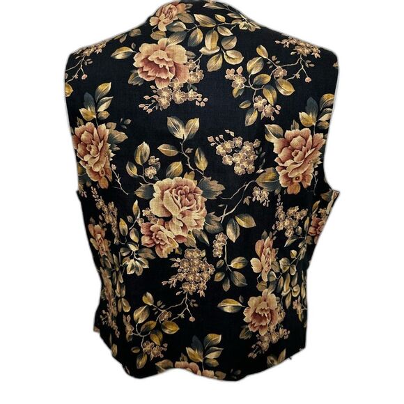 Vintage Eleanor Colton Linen Blend Floral Vest - Women 12 - Dark Romance Cottage - Picture 3 of 4